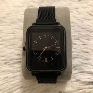 Japanese movement Square analog watch black 38mm